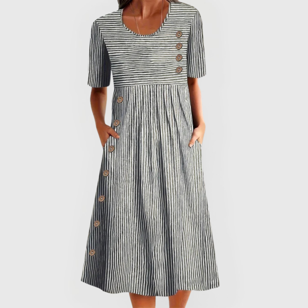 Dorothy | Striped Linen Blend Midi Dress