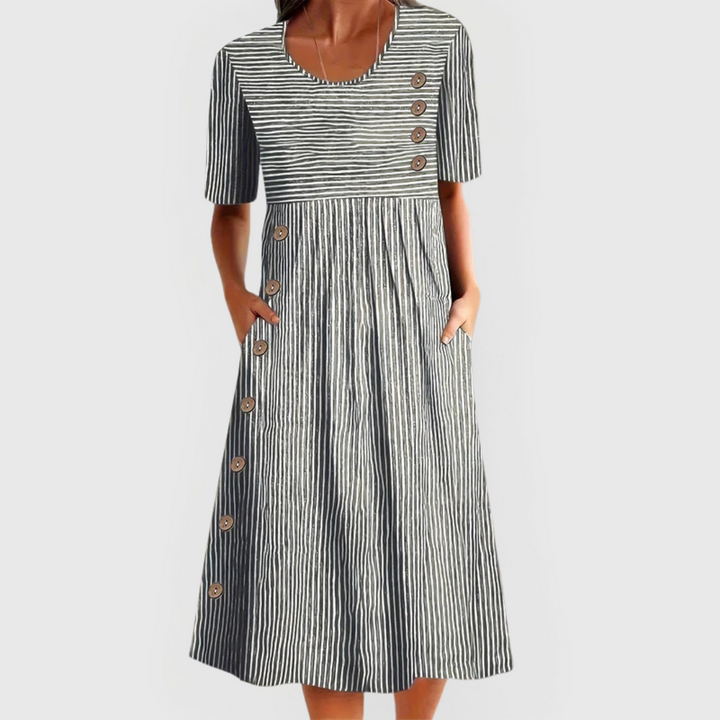 Dorothy | Striped Linen Blend Midi Dress
