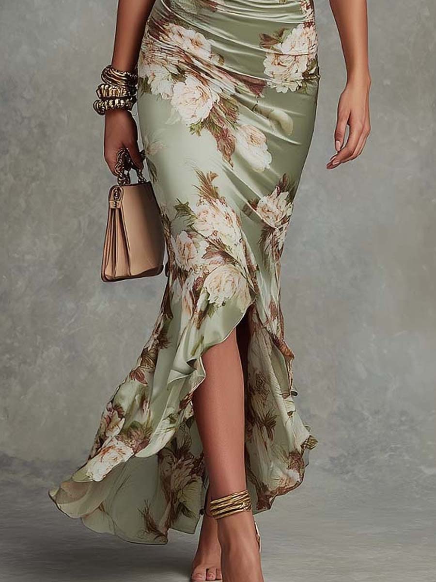 Eleanor Floral Satin Midi Dress