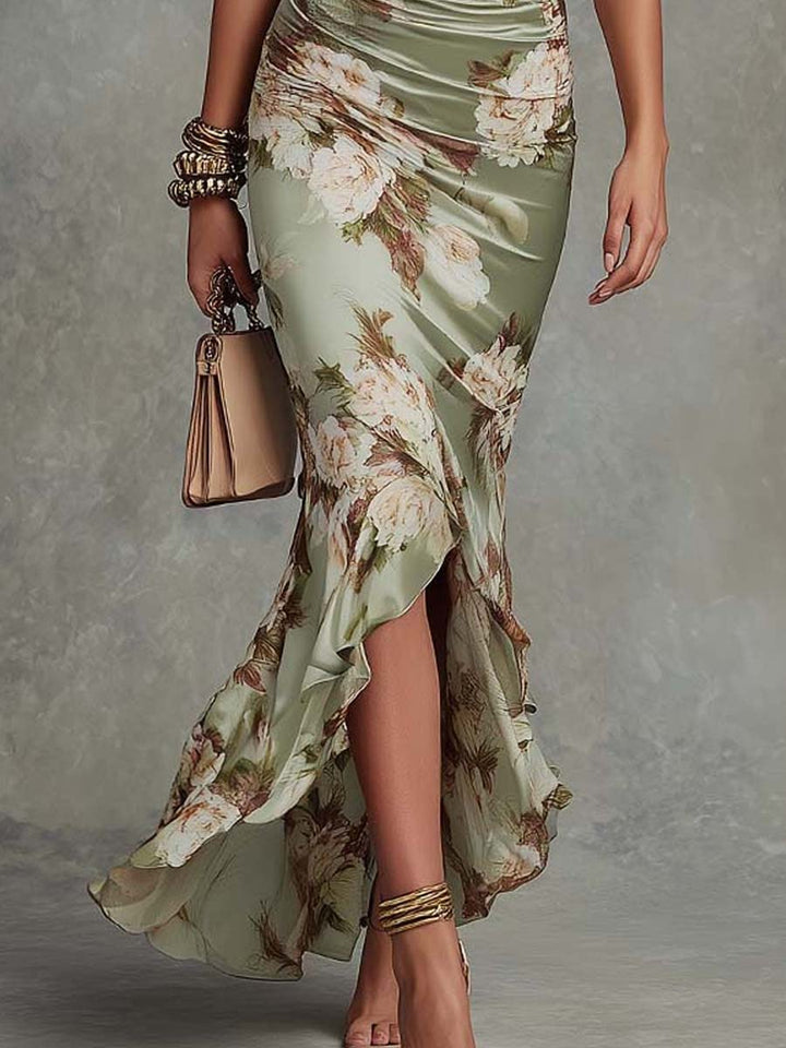 Eleanor Floral Satin Midi Dress