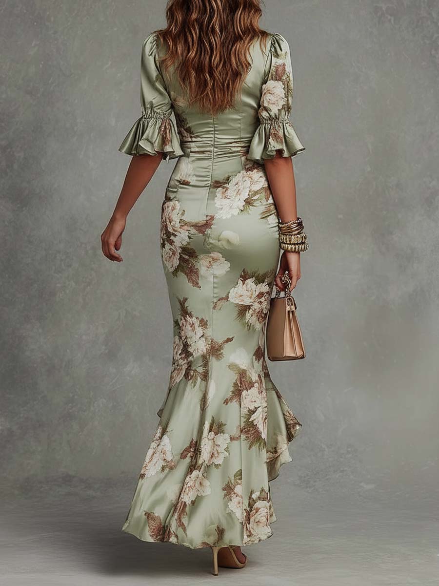 Eleanor Floral Satin Midi Dress