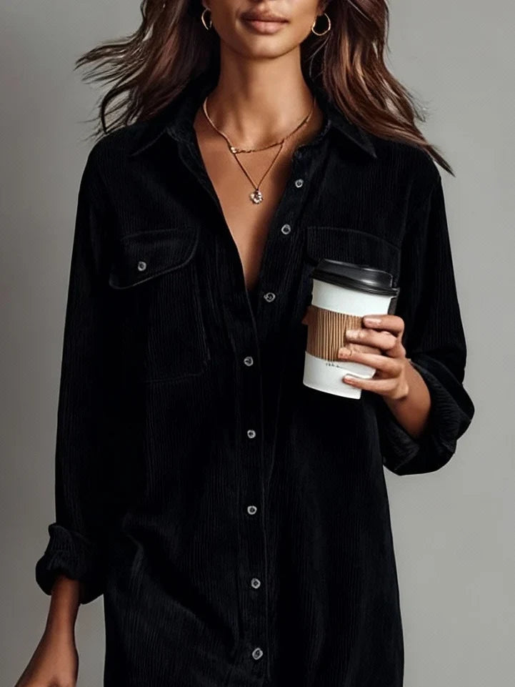 Eliza | Corduroy Midi Shirt Dress