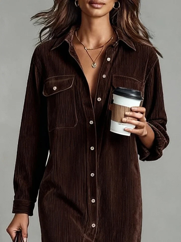 Eliza | Corduroy Midi Shirt Dress