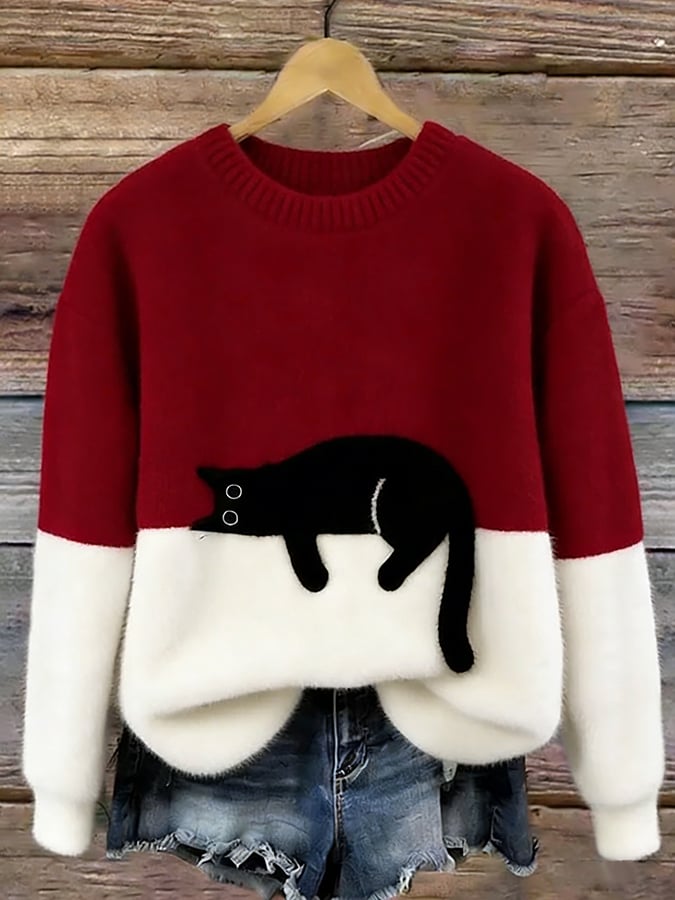 Bonnie™ — Cat Print Oversized Sweater