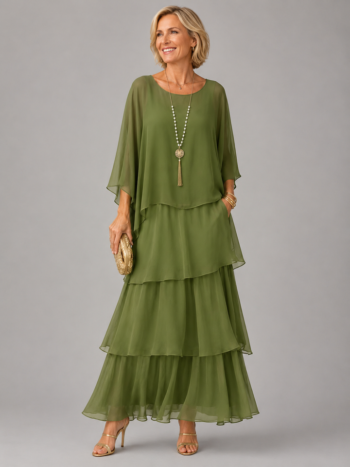 Margaret | Layered Chiffon Maxi Dress