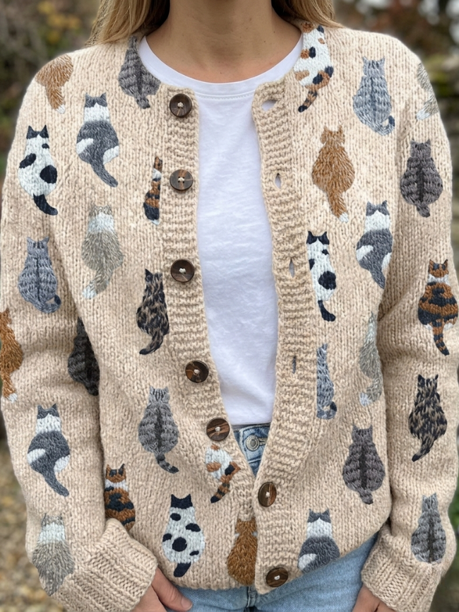 Millie | Cat Print Cardigan