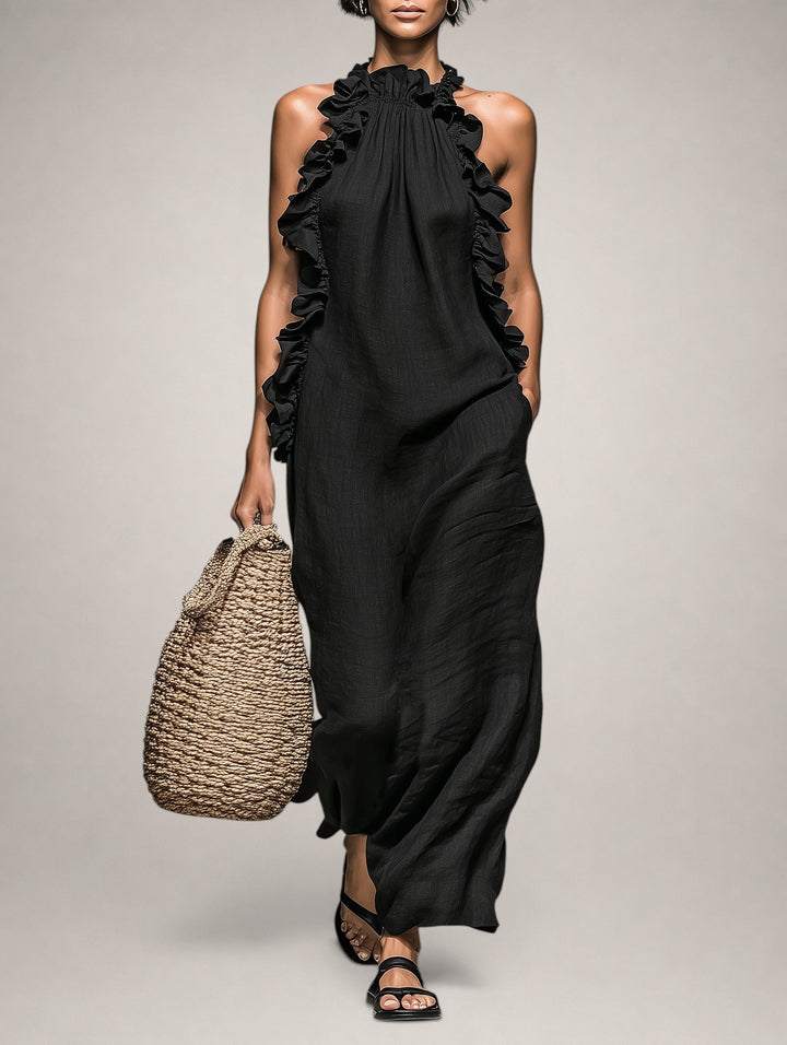 Emilia | Ruffle Linen Maxi Dress