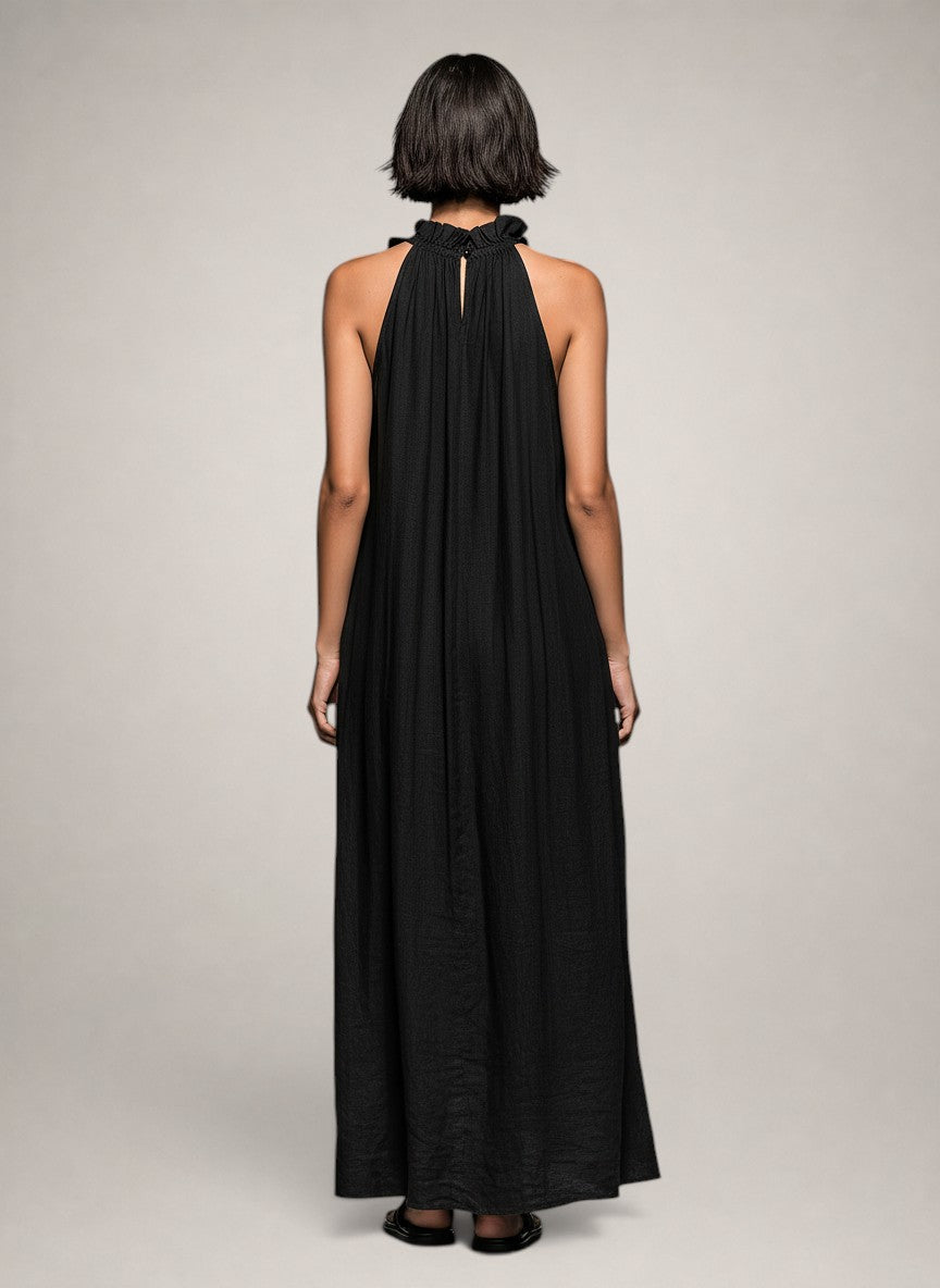 Emilia | Ruffle Linen Maxi Dress