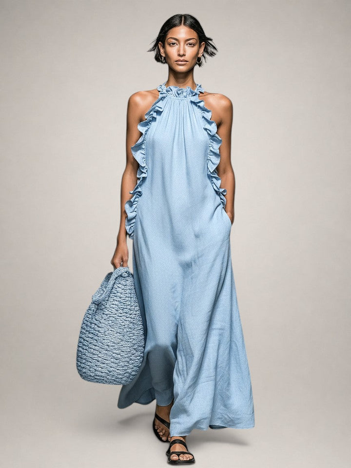 Emilia | Ruffle Linen Maxi Dress