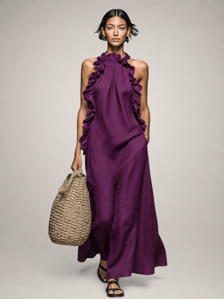 Emilia | Ruffle Linen Maxi Dress