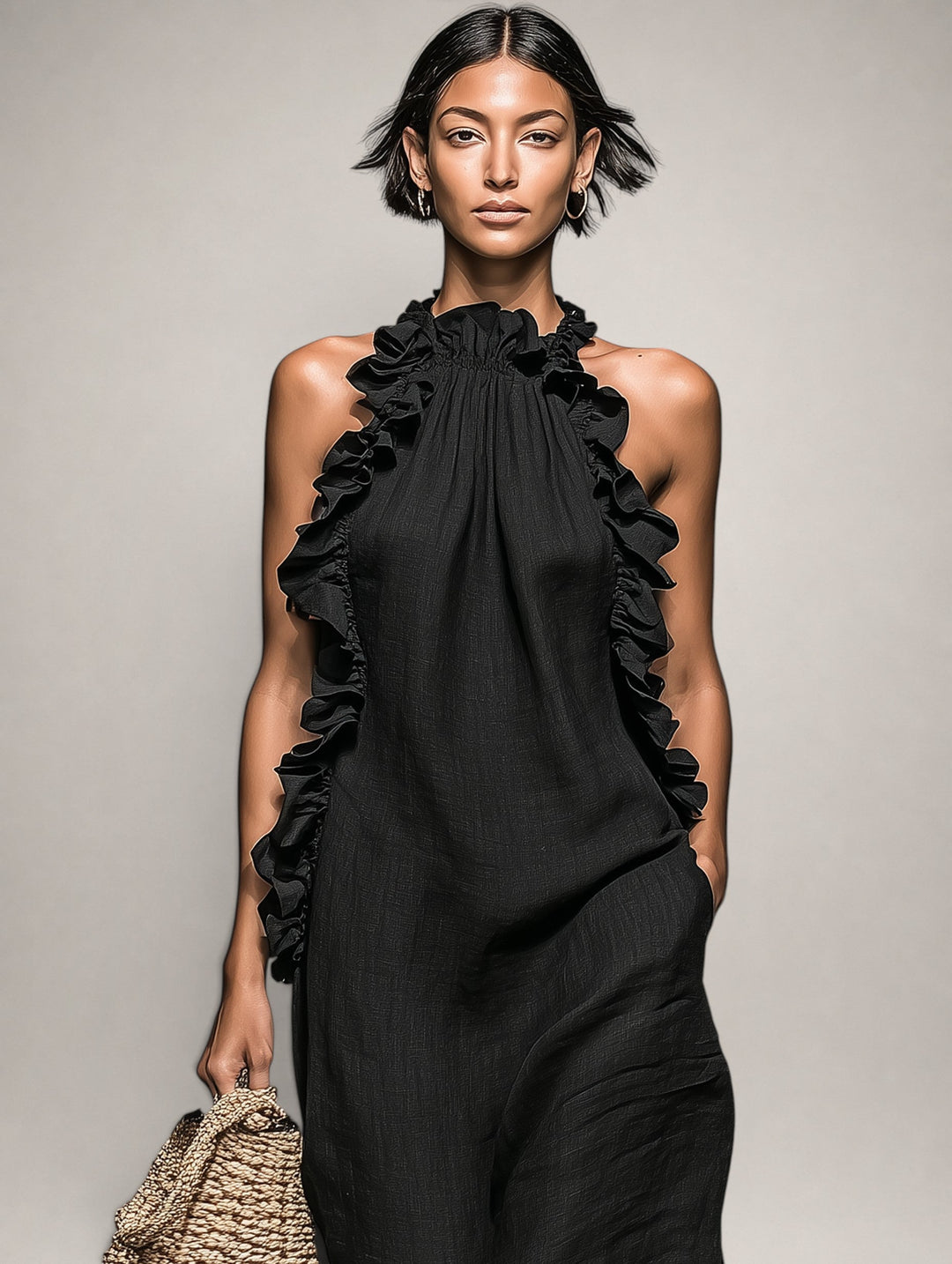 Emilia | Ruffle Linen Maxi Dress