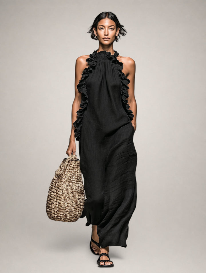 Emilia | Ruffle Linen Maxi Dress