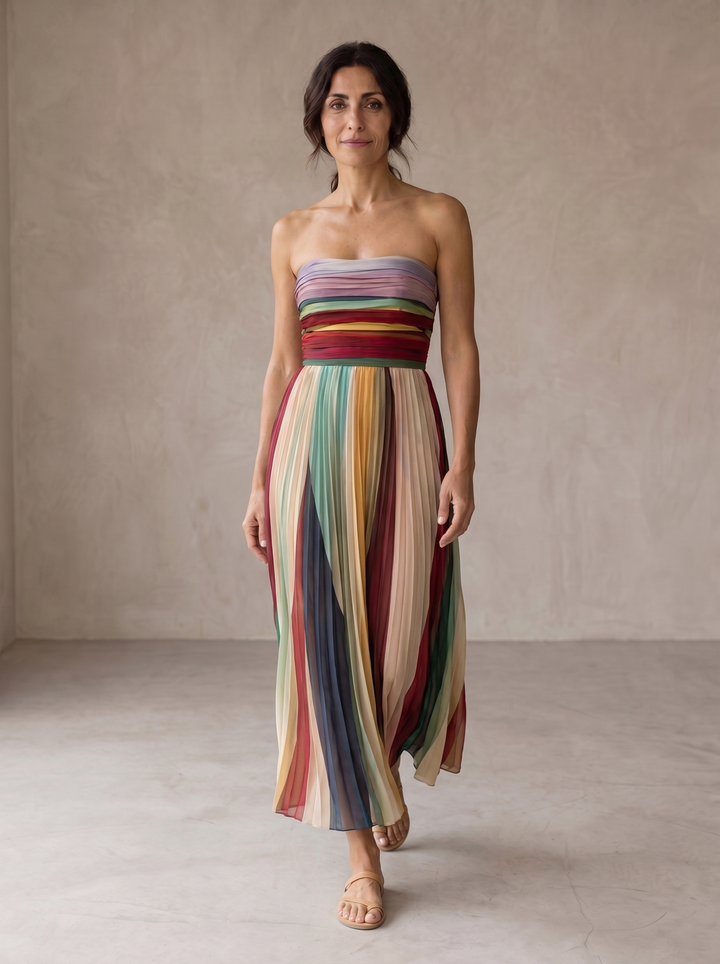 Elodie | Sunset Pleated Maxi Dress