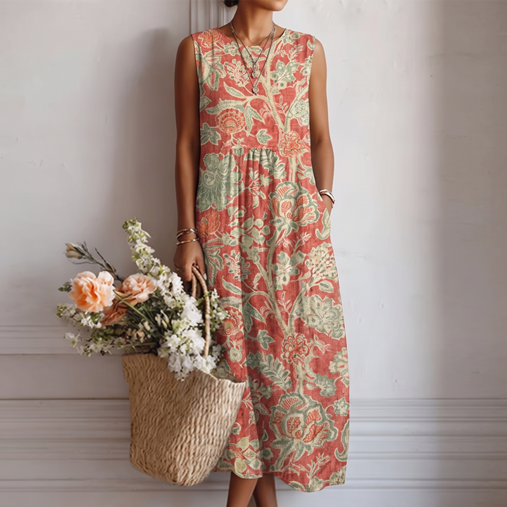 Rosalie | Vintage Floral Linen Dress