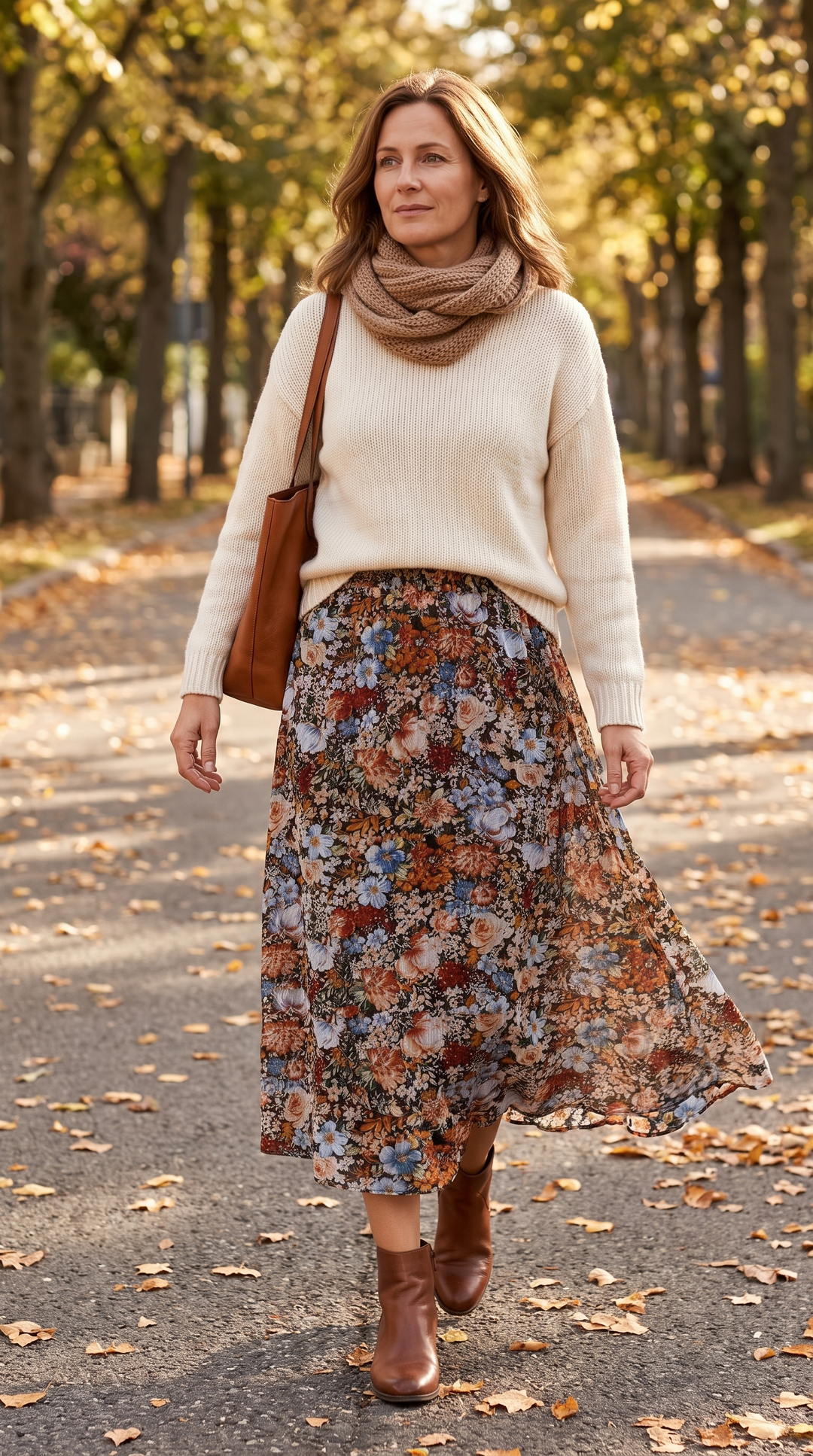 Hazel | Autumn Floral Midi Skirt