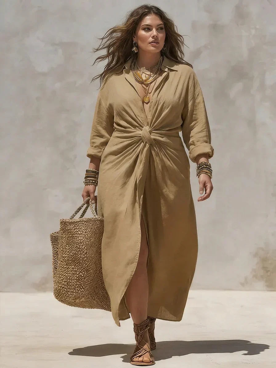 Savannah | Knotted Linen Shirt Dress