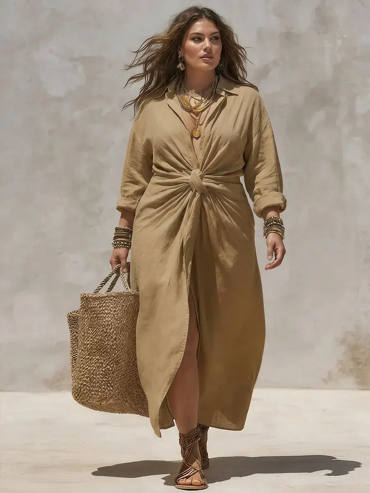 Savannah | Knotted Linen Shirt Dress