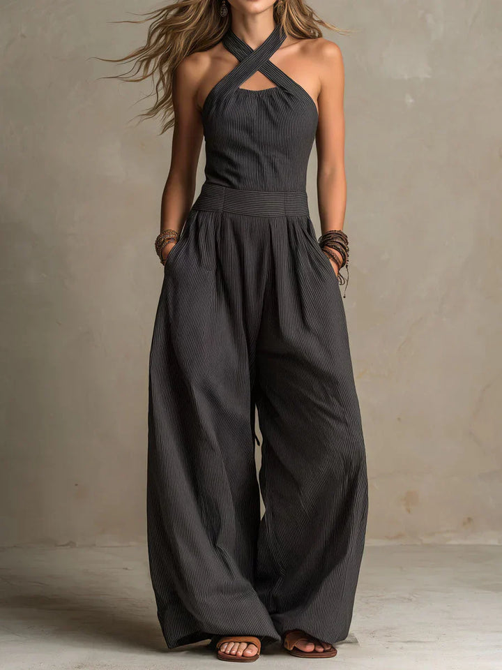 Sophia | Cross-Neck Wide Leg Jumpsuit