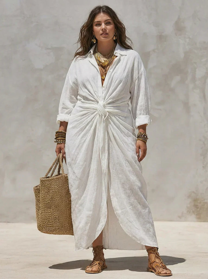 Savannah | Knotted Linen Shirt Dress